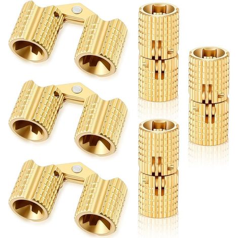 Lot de 6 mini charnières en laiton de 8 mm - Angle d'ouverture de 180 ° - Petites charnières cachées en laiton - Pour bricolage - Boîte à bijoux en bois (1/5)