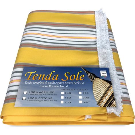 TENDA Sole da ESTERNO Giardino BALCONE Righino GIALLO Confezionata Cm. 140x250