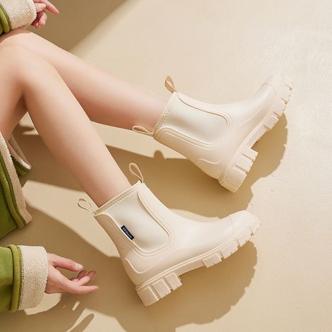 Bottes de pluie imperméables et antidérapantes, bottines courtes, bottes de pluie tendance, chaussures en caoutchouc pour les jours de pluie (1/3)