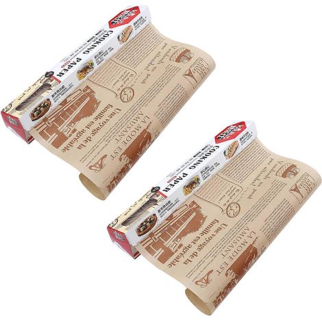 2 Rollen Zeitungspapier, fettdichtes Papier, Brotbackpapier, Backblech, Ölpapier-800x30cm-Brown (1/4)