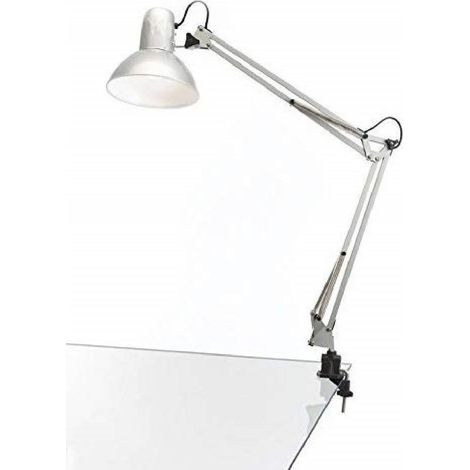 TrAdE Shop Traesio - Lampada Da Tavolo Scrivania Braccio Snodato Base Clip 33x33cm Estetista Manicure -