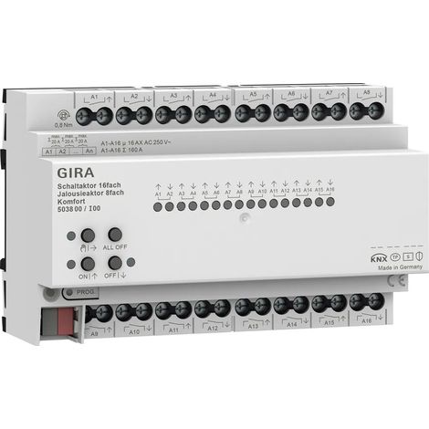 Gira Schalt-/Jal.aktor 16f/8f 16 A REG Kmf KNX Secure [503800], 5038 00