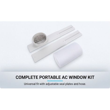 Kit di ventilazione per finestre per condizionatore portatile con piastra di tenuta regolabile e tubo di scarico da 62 pollici per installazione scorrevole verticale o orizzontale. (1/5)