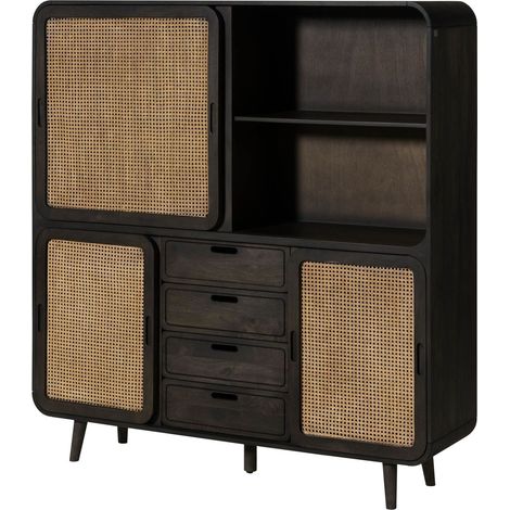 Highboard Mango dunkelgrau lackiert 150x40x160 cm teilmontiert VALENCIA 211 (1/4)