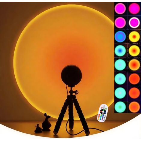 Lampe Coucher de Soleil, Lampe Projection Coucher de Soleil sur Trépied (16 Couleurs)