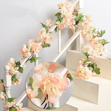 pièces x fleurs artificis cerisier guirlande de corde vigne feuille haie maison jardin mariage décoration Noël Champagne-2 235cm (1/4)