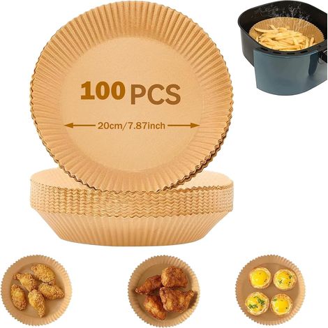 100 pcs papier cuisson air fryer,20 cm rond moule papier airfryer,four sulfurisé accessoires,plat air fryer,pour micro ondes (1/5)