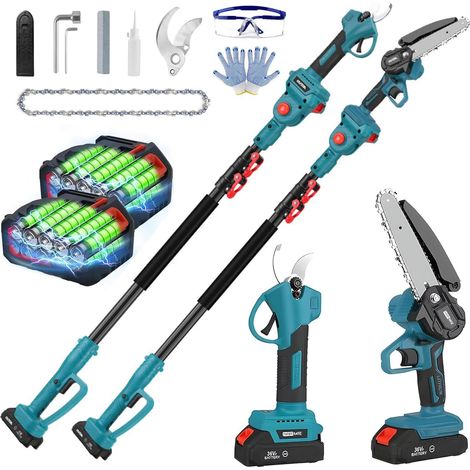 Sécateur Électrique sans Fil, 36V Secateur Telescopique Electrique avec Perche Telescopique, secateur Electrique avec 2 x 2.0Ah Li-ION Batterie, Diamètre de Coupe de 40mm, réglage de l'angle (1/5)