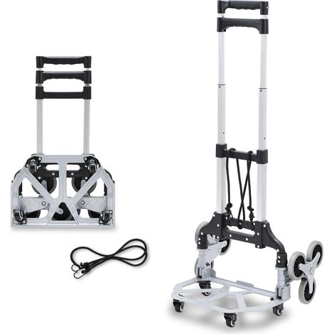 Jiubiaz Treppensteigerwagen, Tragkraft 70 kg. Robuster Klappwagen mit Doppelgriff, 6 Rädern und 2 elastischen Seilen. Ideal für Zuhause, Büro, Einkaufen, Umzüge und Lager