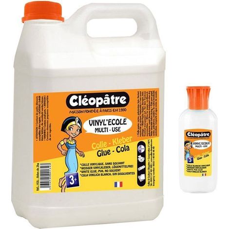 Colle vinylique - Cléopâtre - VI2L+VI125X - 2 kg + 100 g rechargeable - Multi-matériaux - Idéale pour enfants