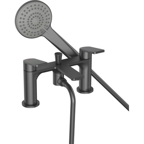 Bristan Frammento Gun Metal Deck Mounted Bath Shower Mixer Tap Hose Shower Head (1/5)