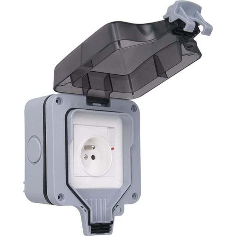 Presa impermeabile IP66, presa impermeabile da parete per esterni, scatola di derivazione antipolvere da parete per uso interno ed esterno (con interruttore, B) (1/4)