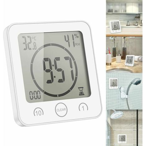 royaluxe -Horloge de Douche étanche, Horloge Tactile minuterie de Douche (Blanc)Peut être utilisé dans les salles de bains (1/5)
