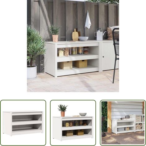 vidaXL Stauraum - Küchenschrank Weiß 106 x 55 x 64 cm Massives Kiefernholz (1/5)