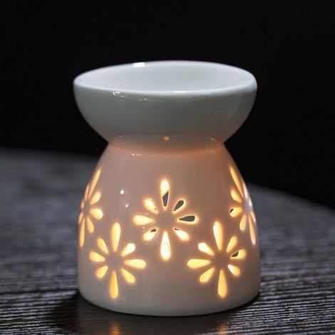 Bougie de Porcelaine Bruleur, Céramique Aroma Lampe avec Cuillère à Bougie pour Le Décor de Chambre de Salon de Cadeau de Pendaison de Crémaillère de Noël