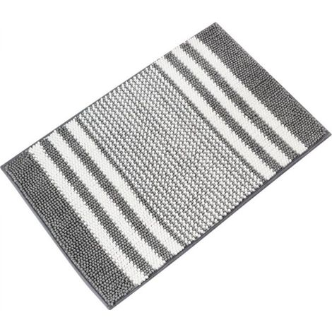 Tappetino da bagno antiscivolo e assorbente, in morbida microfibra di ciniglia, lavabile in lavatrice, 40 x 60 cm, grigio.