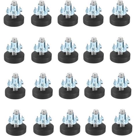 KLVGTIFS PU - Lot de 20 pieds de meuble réglables – Avec vis de réglage M6 – Socle ajustable pour tables et armoires – Matériau PP antidérapant (1/5)