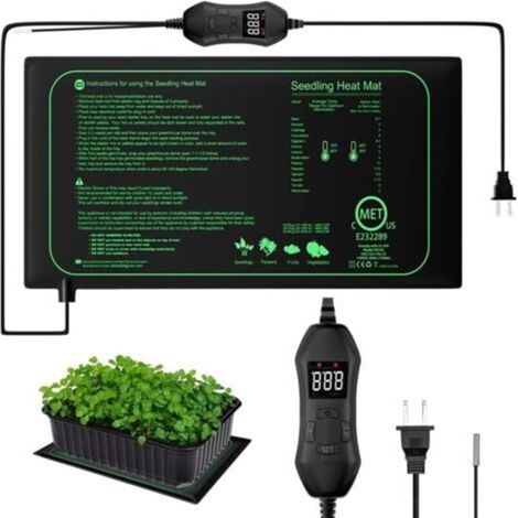 Tapis Chauffant pour semis, Coussin Chauffant hydroponique Chaud 7 W avec contrôle thermostatique Intelligent, étanche IPX4, Tapis Chauffant pour Plantes pour la Germination, 25 cm x 52,5 cm (1/5)