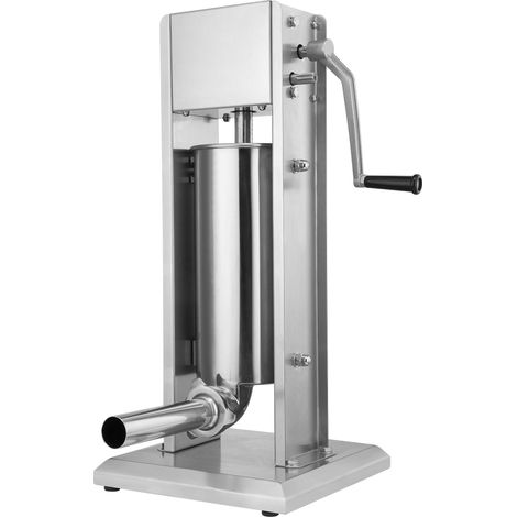 Zelsius Profi Wurstfüllmaschine, 5 Liter, Silber, Edelstahl Wurstfüller mit Handkurbel