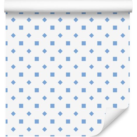Papier peint à pois blancs et bleu azur, formes douces pour salon et chambre 50x1000 cm (1/5)