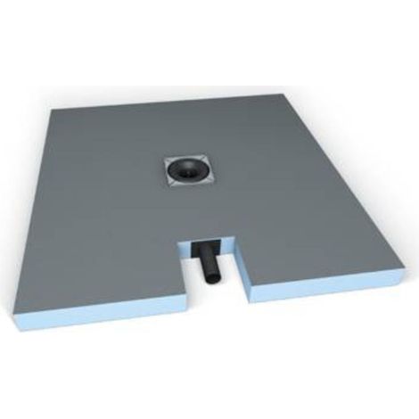 Wedi – Receveur de douche à carreler 90 x 90 cm – Écoulement centré – Sortie sur petit côté – 6,5 cm d'épaisseur – Système d'étanchéité intégré (1/9)