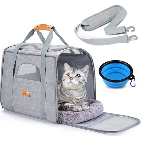 Trasportino per Cani e Gatti, Morpilot Trasportino Morbida per Animali Domestici, Borsa portabile o a Tracolla in Tessuto da Trasporto Confortevole, Borsa Ripiegabile da Viaggio in Treno (1/5)