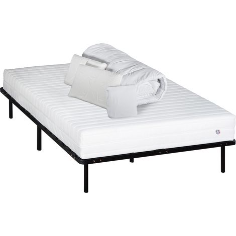 OLYMPE LITERIE Pack Prêt à dormir KLO 140x190 cm Matelas Mousse Haute Densité + Sommier + Accessoires (1/5)