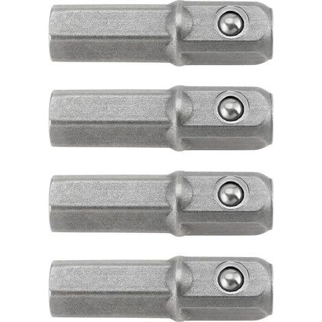 pair Lot de 4PCS Adaptateurs d'embouts Hexagonaux de 1/4\" à 1/4\" Carrés Rallonge d'adaptateur d'entraînement à Douille Longue de 25 Mm (1/5)