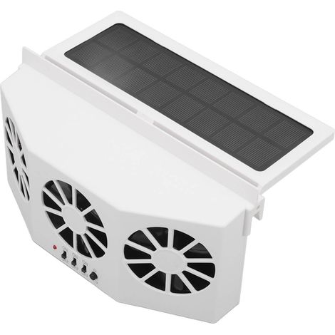 Ventilateur solaire pour voiture, grand format, 3 ventilateurs grand angle, désodorisant, économie d'énergie, blanc (1/5)