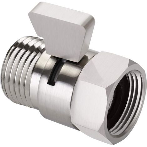 (Nickel brossé)Vanne de régulation du débit d'eau, vanne d'arrêt en nickel brossé pour douche à main, vanne d'arrêt à pression d'eau réglable, connexion standard en laiton G1/2 (1/4)