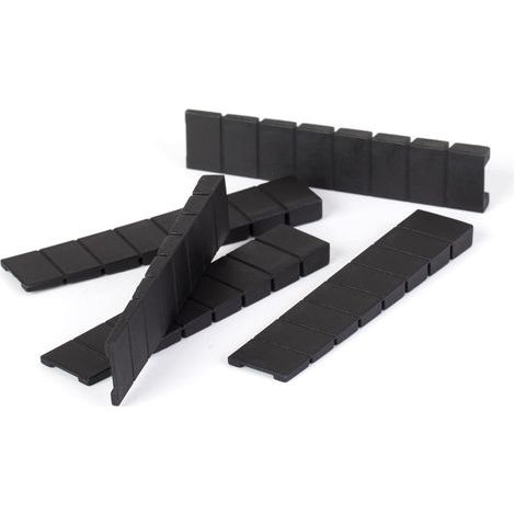 Set mit 20 Möbelkeilen – 8 x 20 x 98 mm – Kunststoff – mit integrierten, vordefinierten Bruchstellen – Schwarz (1/5)