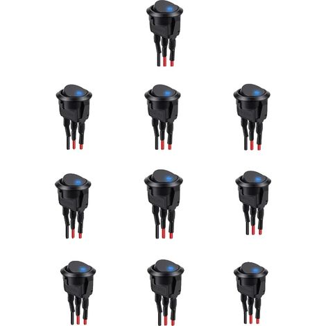 Interruttore a bilanciere illuminato, configurazione a 3 pin, 10 pezzi, blu (1/2)