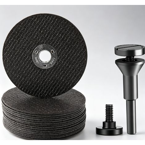 Disques de coupe 75 mm double grille pour meuleuse d’angle, tige de fixation adaptateur pour disque de meulage 6‑10 mm, lot de 5 disques + 1 jeu de tige (1/3)