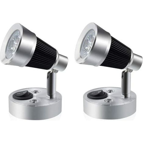 3W 12V LED Lampe de Lecture pour RV, Petit Applique Murale Luminaire à Spot Intérieur 90° Réglable Pratique avec Interrupteur pour Caravane Camping-cars(Blanc Chaud, lot de 2) (1/5)
