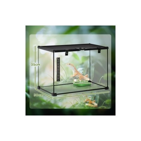 Terrarium en verre 50 x 30 x 35 cm pour reptiles avec structure métallique et boîte d alimentation pour élevage à la maison (1/5)
