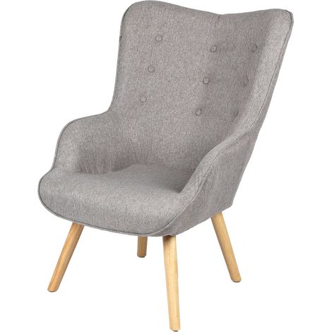 Fauteuil en tissu avec pieds en bois NOOR