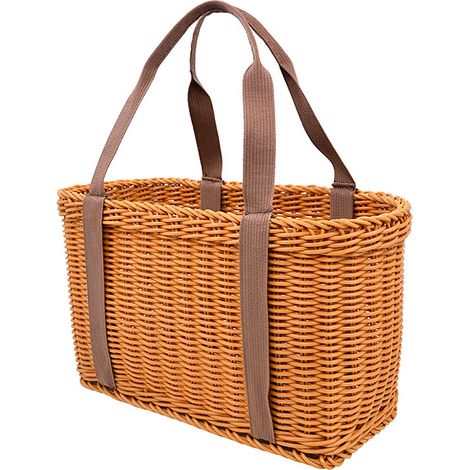 Panier Picnic Panier de fleurs imitation rotin Panier multifonction avec anse, PP imitation rotin, 37x17x39cm, couleur brun, pour camping, fête, maison, 430g. (1/5)