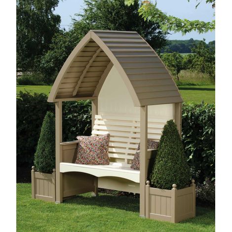 AFK Cottage Arbour Wooden Garden Seat Chair Bench Nutmeg & Cream FSC (1/5)