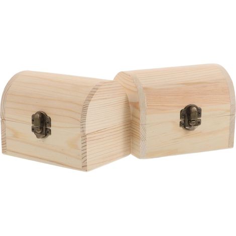 Boîte en Bois Brut Arc Décoratif, Coffret à Bijoux Moyen 12x8x9 Cm, Lot de 2, Coffre Trésor Rustique pour Rangement de Petits Objets et Accessoires Décoratifs (1/5)