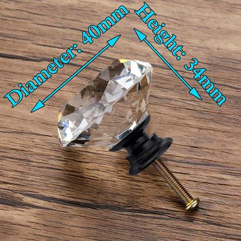 (Ensemble de 4 pièces) Boutons en cristal en forme de diamant, poignées de meubles, quincaillerie