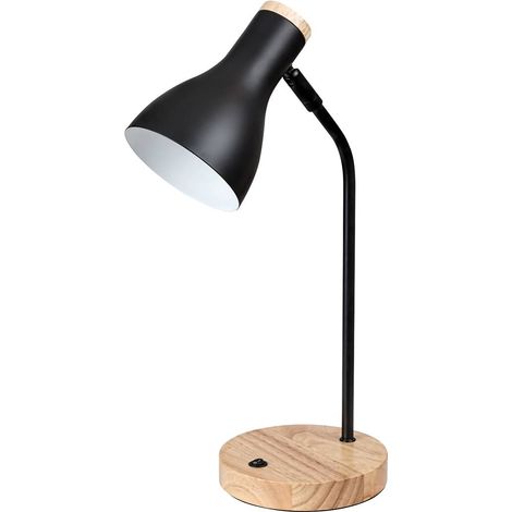 Lampe de table Ferb Metal / Wood Matt Black E14 1 x Max.25W L: 25cm B: 43 cm Ø11cm (1/5)