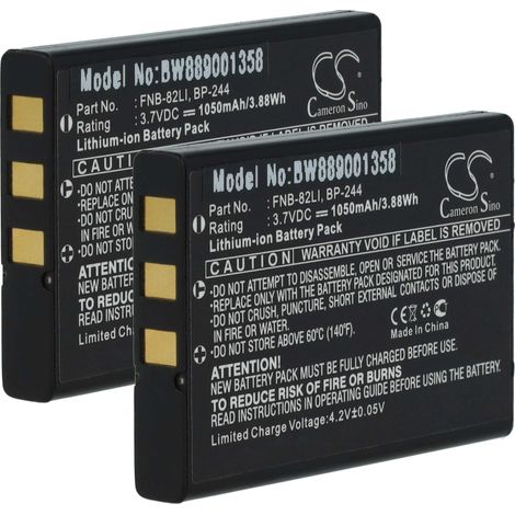 vhbw 2x Akku Ersatz für Vertex FNB-82LI, E-DC-21, BC-8260 für Funkgerät, Walkie Talkie (1050 mAh, 3,7 V, Li-Ion)