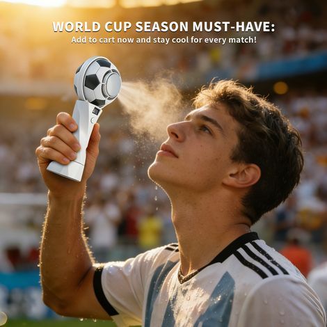 Ventilador portátil para el cuello con los colores del Mundial 2026: Ventilador de refrigeración recargable de alta velocidad con función de compresión turbo fría. (1/3)