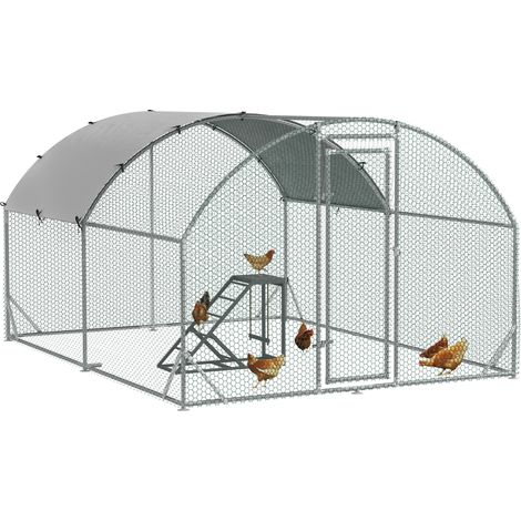 PawHut Walk In Chicken Run with Chicken Activity Shelf and Cover, 2.8 x 3.8 x 2m (1/5)