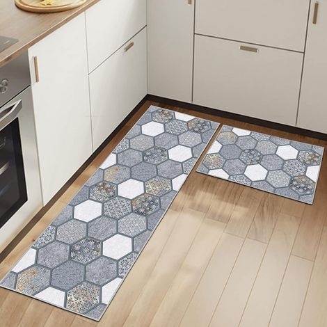 Set of 2 Anti-Fatigue Floor Mats for Home and Office Decoration, Waterproof, Non-Slip and Comfortable (Geometry B, 40 x 60 + 40 x 120 cm) (1/5)