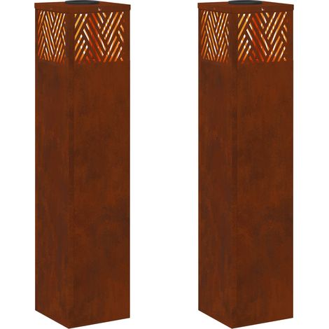 Lumière de chemin LED solaire 2 pcs Bronze Acier patiné