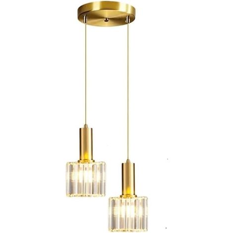(Gold,Dual lamp head)Suspension moderne, luminaires en verre épais, suspension LED minimaliste