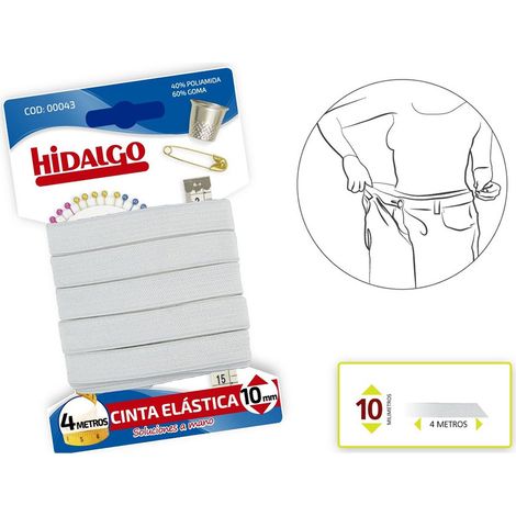 Blister Elastikband 10mm x 4m weiß Hidalgo