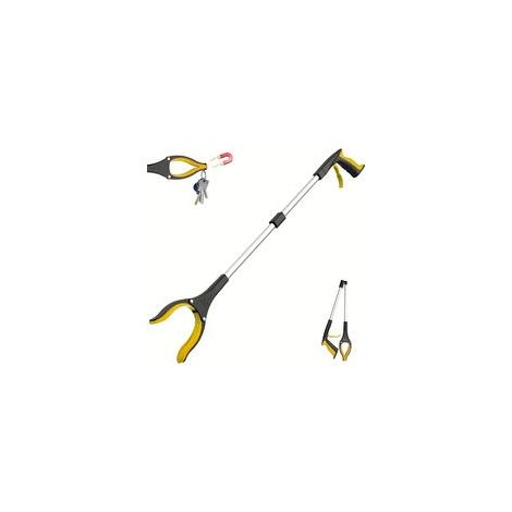 Pince à déchets pour adultes de 81 cm, pliable, avec aimants, jaune, facile à utiliser pour les personnes handicapées. (1/4)