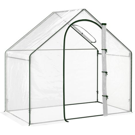 Walk In PVC Greenhouse Garden Outdoor Flower Planter Steel Frame w/ Zipped Door & Window 180 x 100 x 168CM White